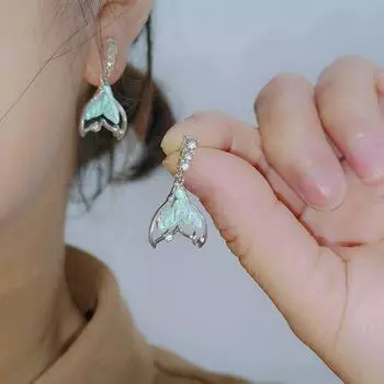 Элегантные серьги-подвески «рыбий хвост» с цирконами Aurora: Модный, роскошный, уникальный дизайн fishtail earrings