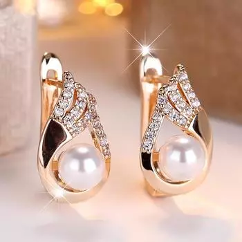 Элегантные серьги-подвески с перьями и искусственным жемчугом для женщин, роскошные серьги с крыльями ангела золотого цвета из циркония, ювелирные изделия для свадебной вечеринки, подарки золотой