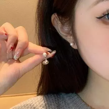 Элегантные серьги-подвески с жемчугом 2025 года для женщин — элитный нишевый дизайн, легкий роскошный стиль Back-hanging pearl drop earrings