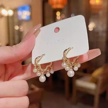 Элегантные серьги-подвески с жемчугом Cloud Tassel: Изысканный стиль феи 2025 года Cloud Pearl Earrings