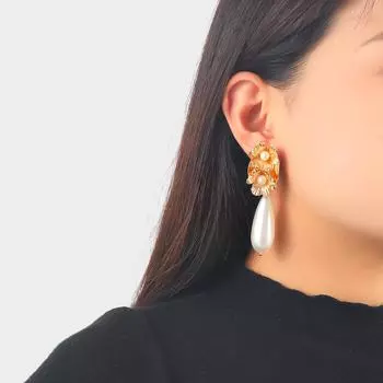 Элегантные серьги-подвески с жемчужным цветком для женщин золотой
