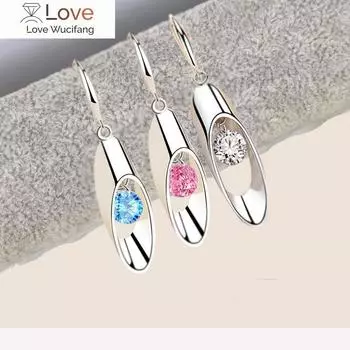 Элегантные серьги-подвески в корейском стиле с подвесным кристаллом для женщин, простые универсальные серьги, ювелирные изделия, подарки белый