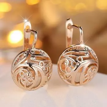 Элегантные серьги-подвески в стиле бохо с полыми шариками для женщин, винтажные золотые серьги-клипсы, геометрические украшения, модные аксессуары золотой