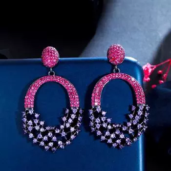 Элегантные серьги-подвески WWJ с полым цирконием разноцветный