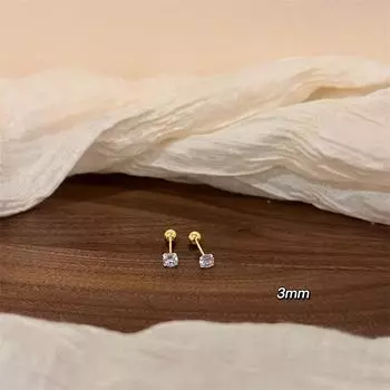 Элегантные серьги-пусеты на винтовой застежке, сверкающие циркониевые бриллианты, гипоаллергенные, подарочные украшения, изящные аксессуары для пирсинга ушей, женский подарок 3mm золотой