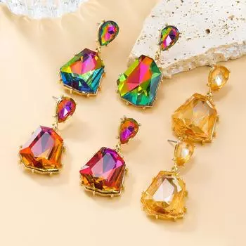 Элегантные серьги с бриллиантами — модный и эффектный европейский и американский стиль для женских вечеринок. золотой