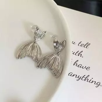 Элегантные серьги с цирконием, женские легкие роскошные серебряные серьги-клипсы с рыбьим хвостом премиум-класса