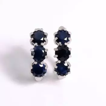 Элегантные серьги с натуральным синим сапфиром, серебро S925, настоящие драгоценные камни, изысканные украшения для женских подарков на годовщину свадьбы M синий