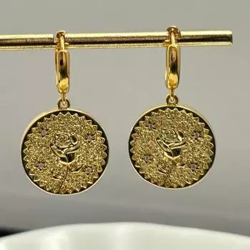 Элегантные серьги с розовым цирконием: Роскошь в винтажном стиле для женщин