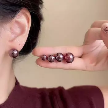 «Элегантные серьги с винно-красным жемчугом для женщин» 10mm вино красного