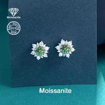 Элегантные серьги-снежинки из бирюзового моисамита - серебро 925 пробы, идеально подходят для Дня святого Валентина, повседневных праздничных вечеринок, свадеб, легкий дизайн