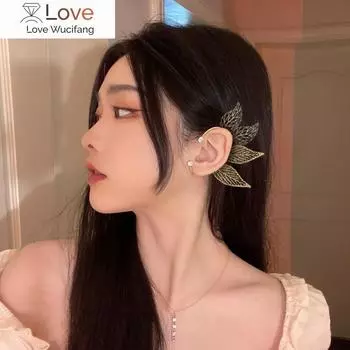 Элегантные серьги в форме листьев ханьфу в китайском стиле без отверстий для ушей, модные серьги в этническом стиле с застежкой-клипсой