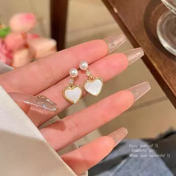 Элегантные серьги в форме жемчужного сердца - серебро 925 пробы, модные и универсальные золотой