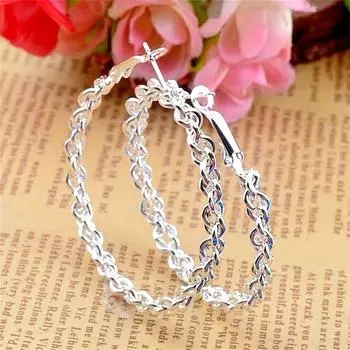 Элегантные серебристые серьги-кольца для женщин, шикарный повседневный образ и идеальный подарок на день святого Валентина