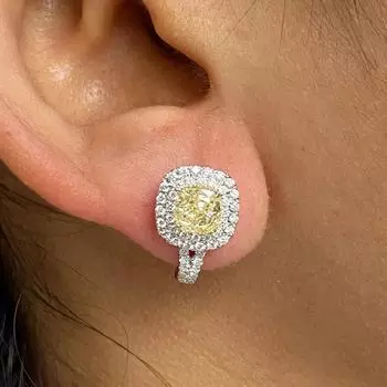 Элегантные серебряные квадратные геометрические серьги-кольца для женщин, роскошные свадебные серьги с цирконом, ювелирные изделия жёлтый