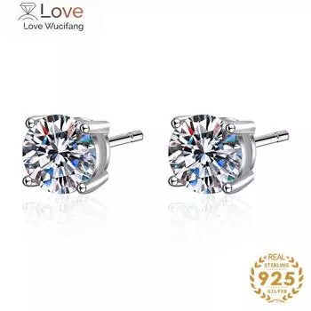 Элегантные серебряные серьги 925 пробы с натуральными драгоценными камнями муассанитами цвета D, серебряные свадебные ювелирные изделия оптом