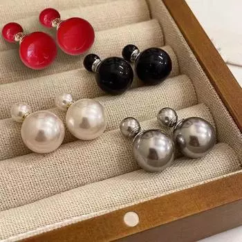 Элегантные серебряные серьги с французским жемчугом для женщин – двухсторонние, высококачественные, универсальные, модные