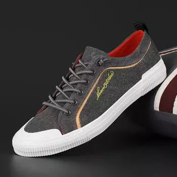 Элегантные серые мужские парусиновые туфли на плоской подошве, удобные повседневные туфли для мужчин, низкие вулканизированные кроссовки, мужские кеды Zapatos Hombre 2022 38