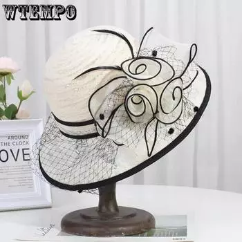 Элегантные шляпы WTEMPO во французском стиле для женщин, летние винтажные кружевные шляпы с тремя цветами, широкополые сетчатые шляпы-ведра 1pc хаки