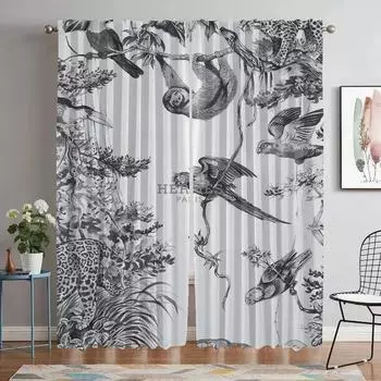 Элегантные шторы для гостиной, противомоскитные шторы Hermess, 2 шт., тюль для спальни, занавеска для окна, перегородка W60xH90cmx2pcs-CL