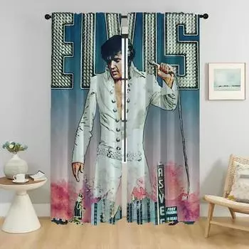 Элегантные шторы для комнаты, 2 шт., занавеска для окна Elvies для комнаты, 2 панели, тюль для спальни, украшения на Хэллоуин, перегородка W50xH70cmx2pcs-CL