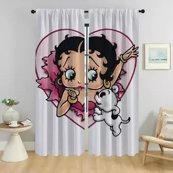 Элегантные шторы для комнаты, 2 шт., занавески для окон Bettyes Boopes, занавески для домашнего интерьера, шторы для камер, украшения на Хэллоуин для детей W50xH70cmx2pcs-CL