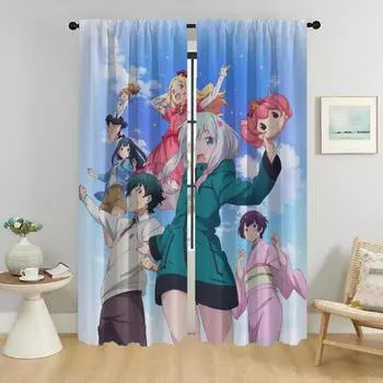 Элегантные шторы для комнаты для камеры Eromanga Sensei Blackout Curtain Home Interior Curtains 2 Pieces Partition Tulle for Bedroom W50xH70cmx2pcs