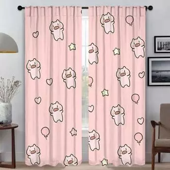Элегантные шторы для комнаты, тюль в виде розовой свиньи для спальни, современные шторы для гостиной, 2 шт., разделительные шторы для окон W50xH70cmx2pcs-CL