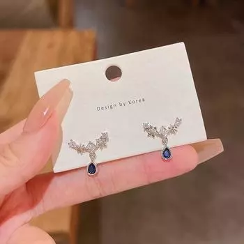 Элегантные синие серьги-капли из циркония с иглами из серебра 925 пробы — модные, роскошные и стильные для женщин серебряный
