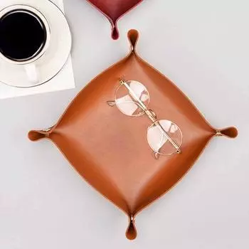 Элегантные складные лотки для хранения, противоскользящий органайзер из искусственной кожи с защитой от царапин, бронзовый органайзер для рабочего стола