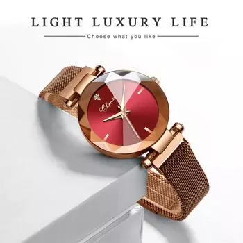 Элегантные стальные сетчатые часы, светящиеся водонепроницаемые наручные часы с магнитной пряжкой, женские деловые часы зелёный