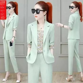 Элегантные стильные костюмы для женщин, офисная одежда, комплект из 3 предметов, пиджак и брючный костюм, деловой повседневный женский комплект из 3 предметов 6XL чёрный