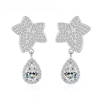 Элегантные стильные серьги с муассанитом в форме капли воды 1 карат для женщин, серьги из стерлингового серебра 925 пробы, вечерние серьги, подарок другу silver-1ctx2 белый