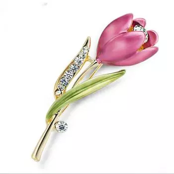 Элегантные Стразы Брошь Булавки Тюльпан Цветок Ювелирные Изделия Аксессуары Для Одежды Броши Кристалл