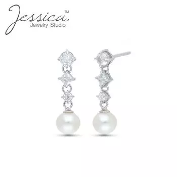 Элегантные свадебные серьги-капли из натурального пресноводного жемчуга из стерлингового серебра 925 пробы