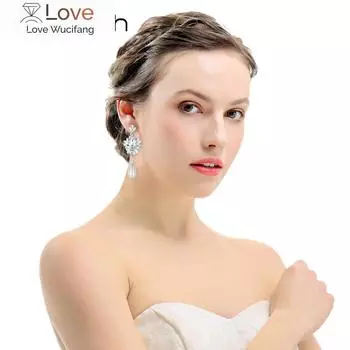 Элегантные свадебные серьги-подвески с имитацией жемчуга для женщин, с цветочным кристаллом, свадебные украшения Brincos Meh1022 7CM