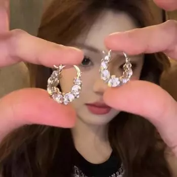 Элегантные сверкающие бриллиантовые серьги для женщин — модные и универсальные, дизайн с бриллиантами, популярный стиль интернет-знаменитостей A1948 серебряный