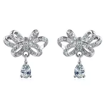 Элегантные сверкающие серьги-капли из стерлингового серебра 925 пробы с подвеской из кристалла циркония, ювелирные изделия для свадебной вечеринки S-E349