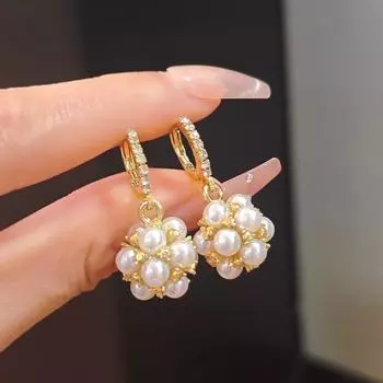 Элегантные сверкающие серьги-подвески со стразами и жемчугом, новые модные серьги с индивидуальным темпераментом для женщин, украшения для вечеринок и свадеб золотистый