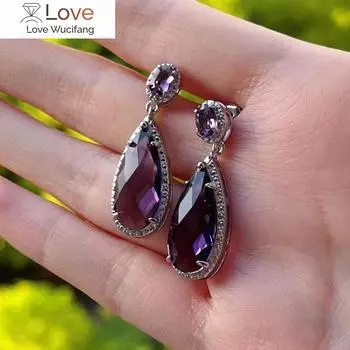 Элегантные темпераментные фиолетовые серьги из циркония для женщин, нежный подарок на годовщину, нежные женские аксессуары для вечеринок, ювелирные изделия