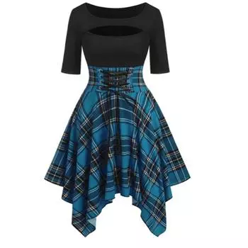 Элегантные темпераментные осенние клетчатые платья с длинными рукавами в стиле кэжуал M красный