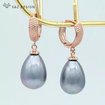Элегантные темпераментные висячие серьги цвета розового золота с имитацией жемчуга для женщин, ювелирные изделия для свадебной вечеринки