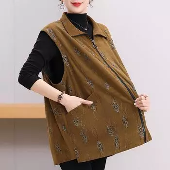 Элегантные топы больших размеров для женщин, верхняя одежда, свободный жилет без рукавов на весну и осень 4XL хаки
