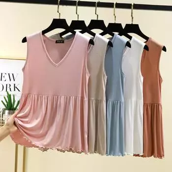 Элегантные топы с изображением съедобных древесных грибов, модальные футболки с V-образным вырезом, без рукавов, однотонные, повседневные, свободные, домашняя одежда, футболки, майки M белый