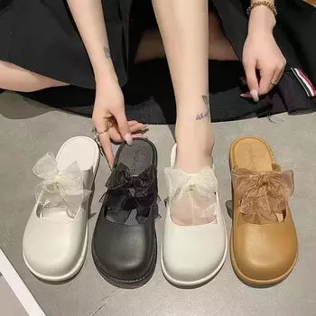 Элегантные туфли на одной ноге с мягкой подошвой и кружевом и бантом 40