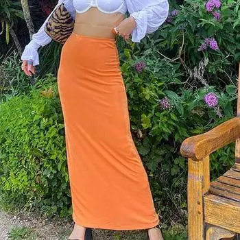 Элегантные юбки, новые свободные уличные длинные юбки, женские повседневные однотонные брюки с высокой талией S зелёный