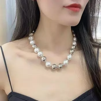 Элегантные ювелирные изделия, классическое темпераментное свадебное ожерелье, жемчужная цепочка с большой ракушкой для женщин 40CM белый