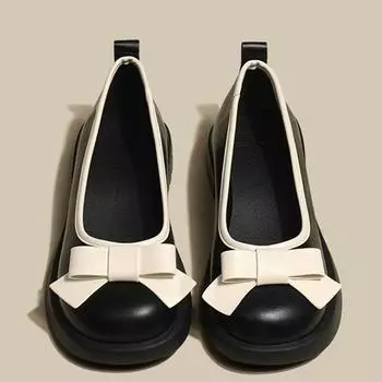 Элегантные весенние черные нескользящие повседневные универсальные женские туфли Мэри Джейн с толстой подошвой 35 чёрный