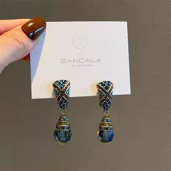 Элегантные винтажные серьги-клипсы с кристаллами без пирсинга