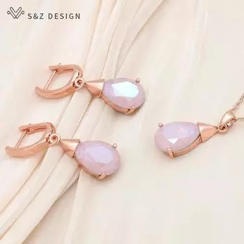 Элегантные висячие серьги с каплями воды и кристаллами, комплекты ювелирных изделий для женщин, индивидуальное вечерние ожерелье с подвеской